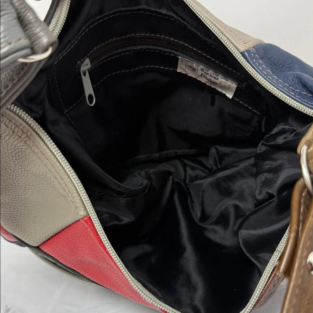 Patchwork Leather Hobo Bag Boho Slouchy Shoulder Purse Y2K artisan Indie - Picture 9 of 12